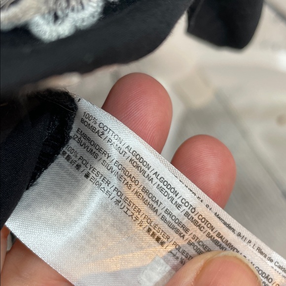 MNG Mango Black Square-Neck Puff Sleeve Mini Dress with White Floral Embroidery - Picture 9 of 16